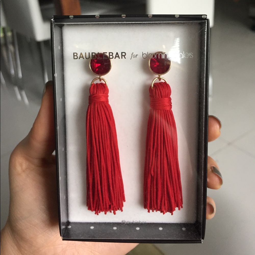 RED GOLD TASSEL EARRINGS BY BAUBLEBAR - Picture 2 of 4